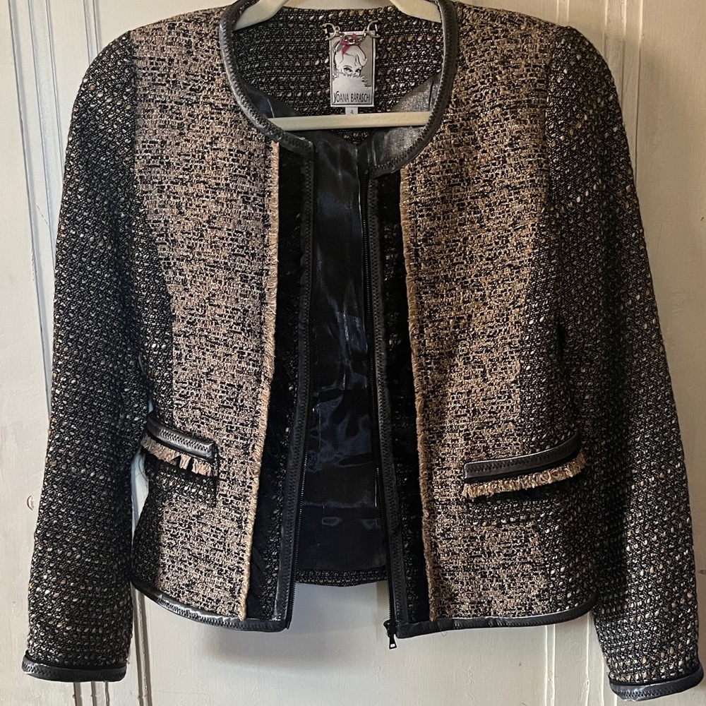 Yoana Baraschi Black and Cream Textured Blazer